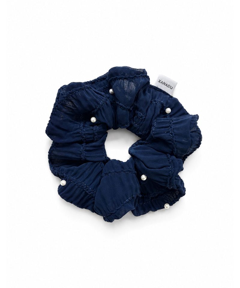 PEARL BLOOM SCRUNCHIE_NAVY
