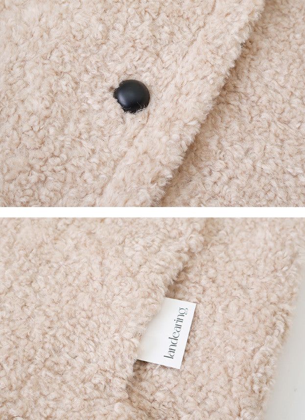 #Fluffy Boucle Ｈigh Neck Half Coat (4color)