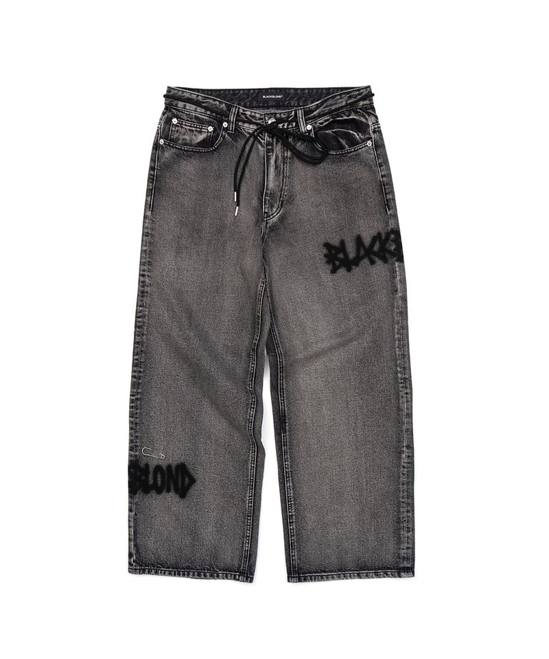 BLACKBLOND（ブラックブロンド）の「BBD グラフィティメタルロゴデニムパンツ (ビンテージブラック)（パンツ）」
