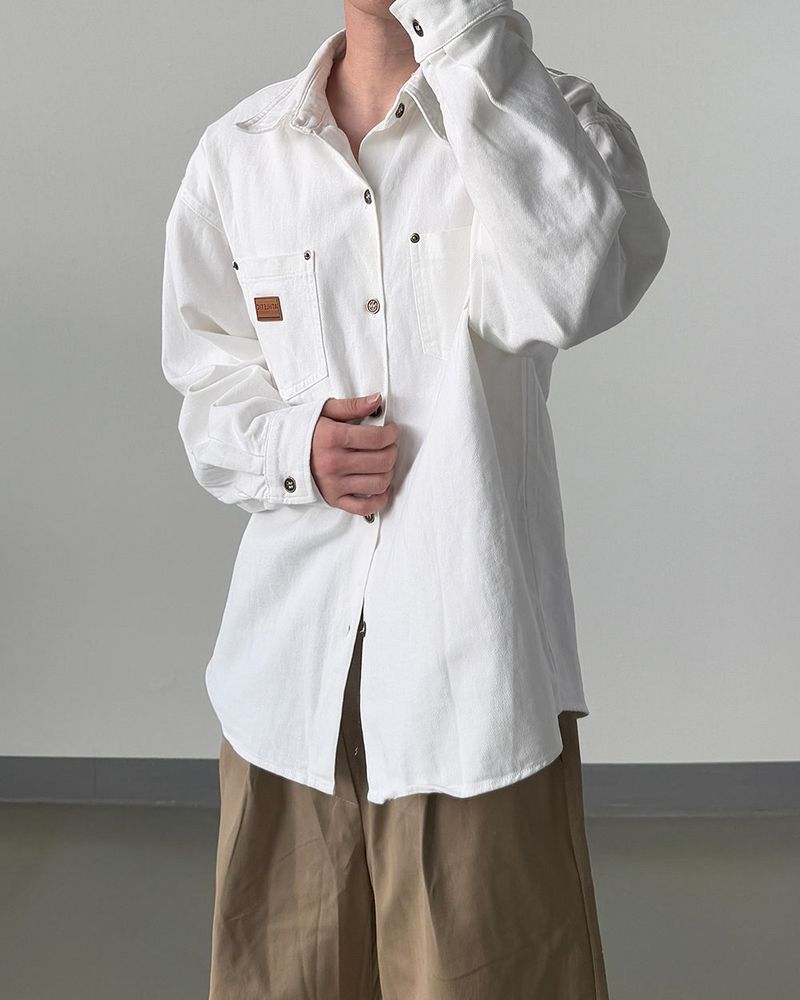 Drain Patch Work Shirt Jacket