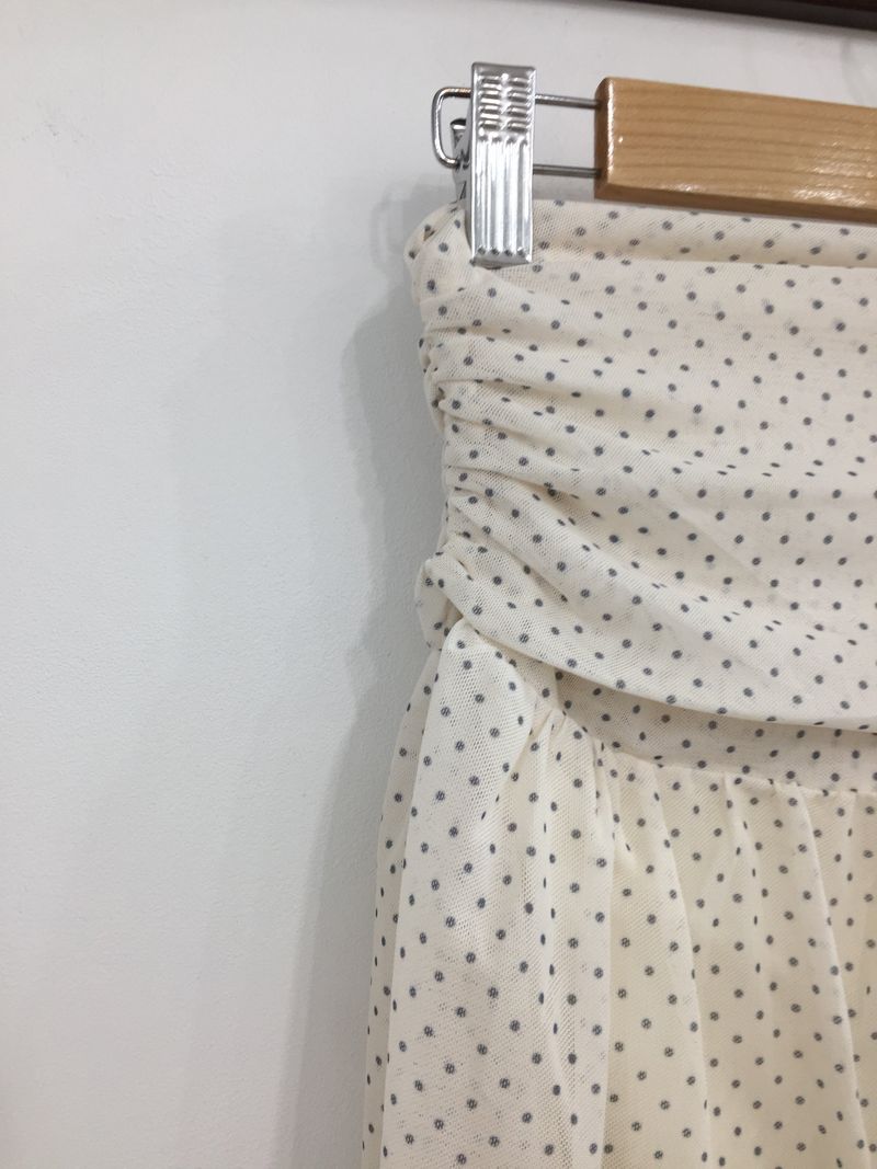 Dot Ribbon Strap Skirt (Ivory)
