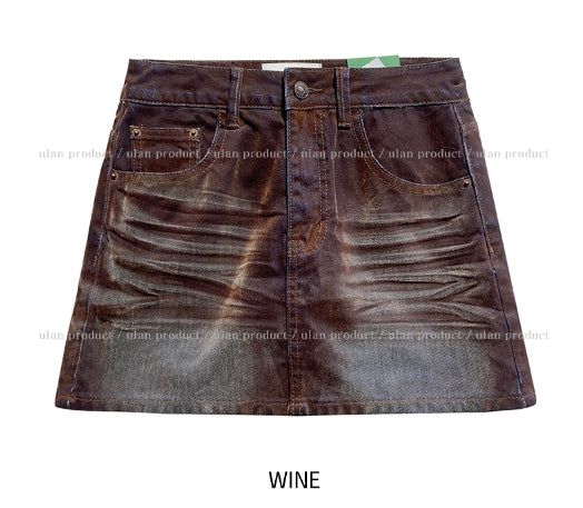 Tray Velvet Washed Denim Skirt