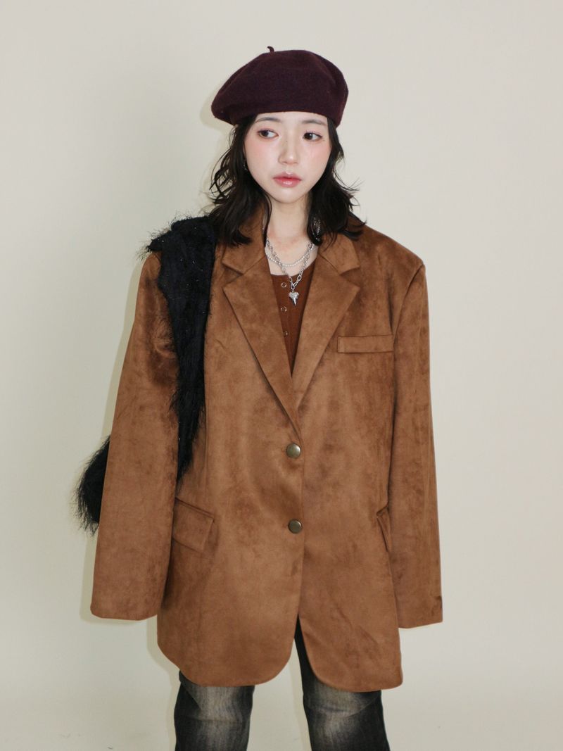 UZYOUNG（ユズヨン）の「(Rubby Detail) Clumby Suede Oversized Fit Boxy Jacket（Jackets/Outerwear）」