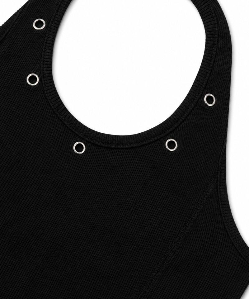 Eyelet halterneck sleeveless - BLACK