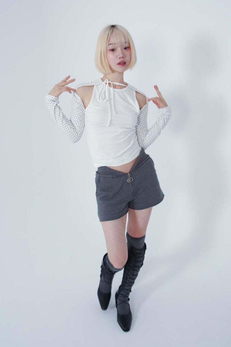 LOGO 2WAY SHORT PANTS_CHACOAL (fleece.ver)