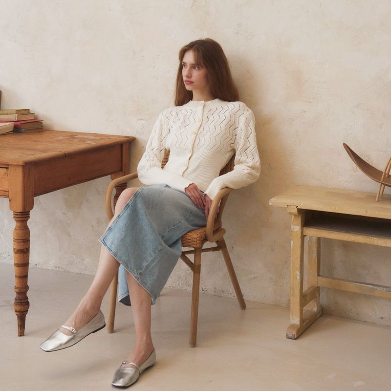 DIAMOND HOURGLASS CARDIGAN - IVORY