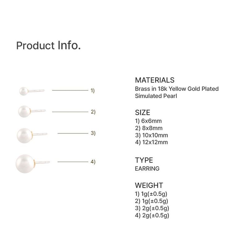 [4 SET] WHITE PEARL EARRING