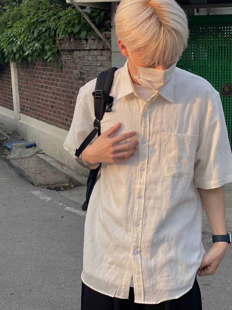 Basic linen short sleeve shirt 4C