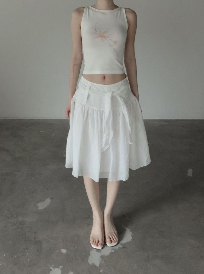 Fiel Knot Flare Midi Skirt