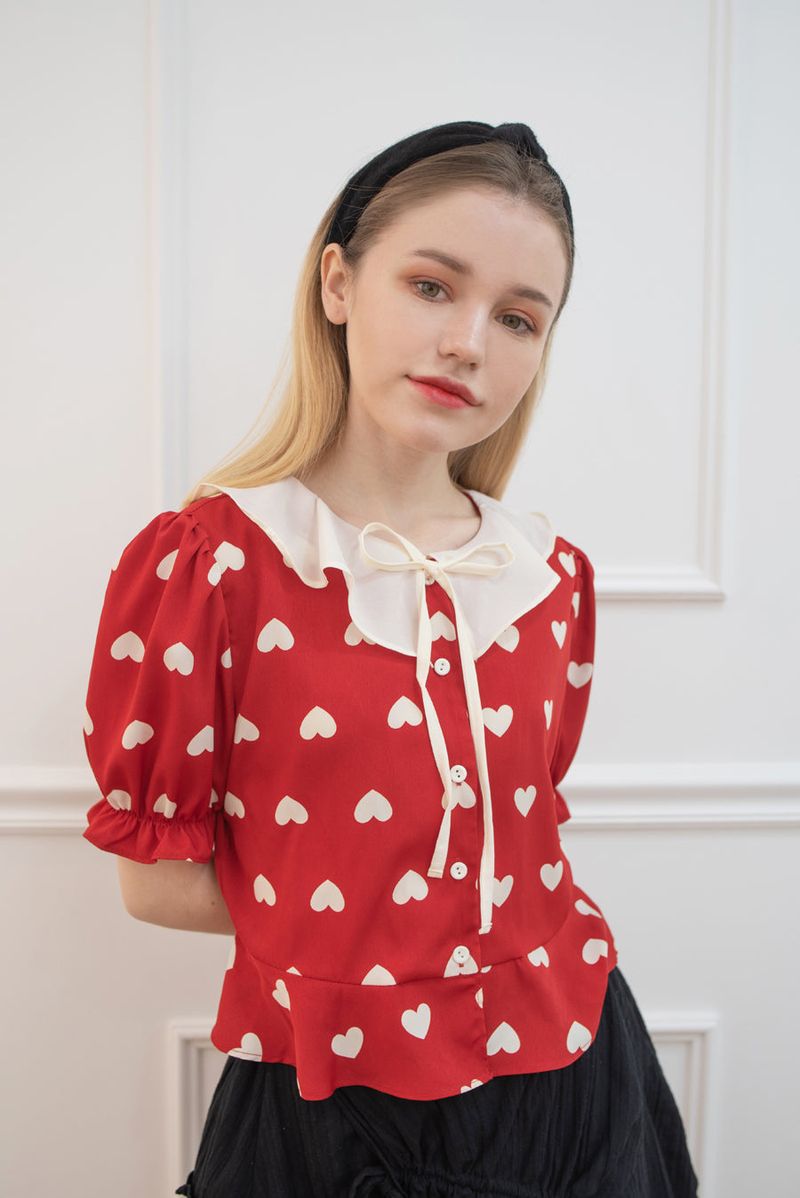 heart shirring blouse