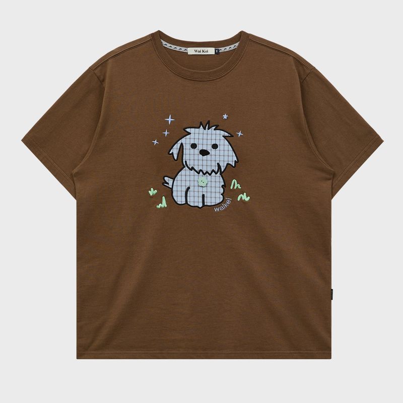 Maltese Check Applique Button Half T-shirt