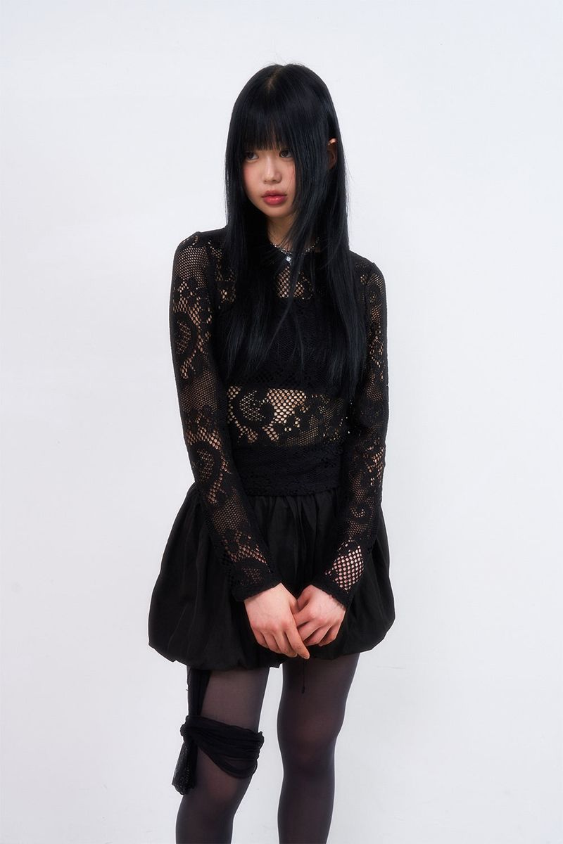 Raucohouse(ラウコハウス)の「Raum lace pattern see-through long sleeve(Tops)」