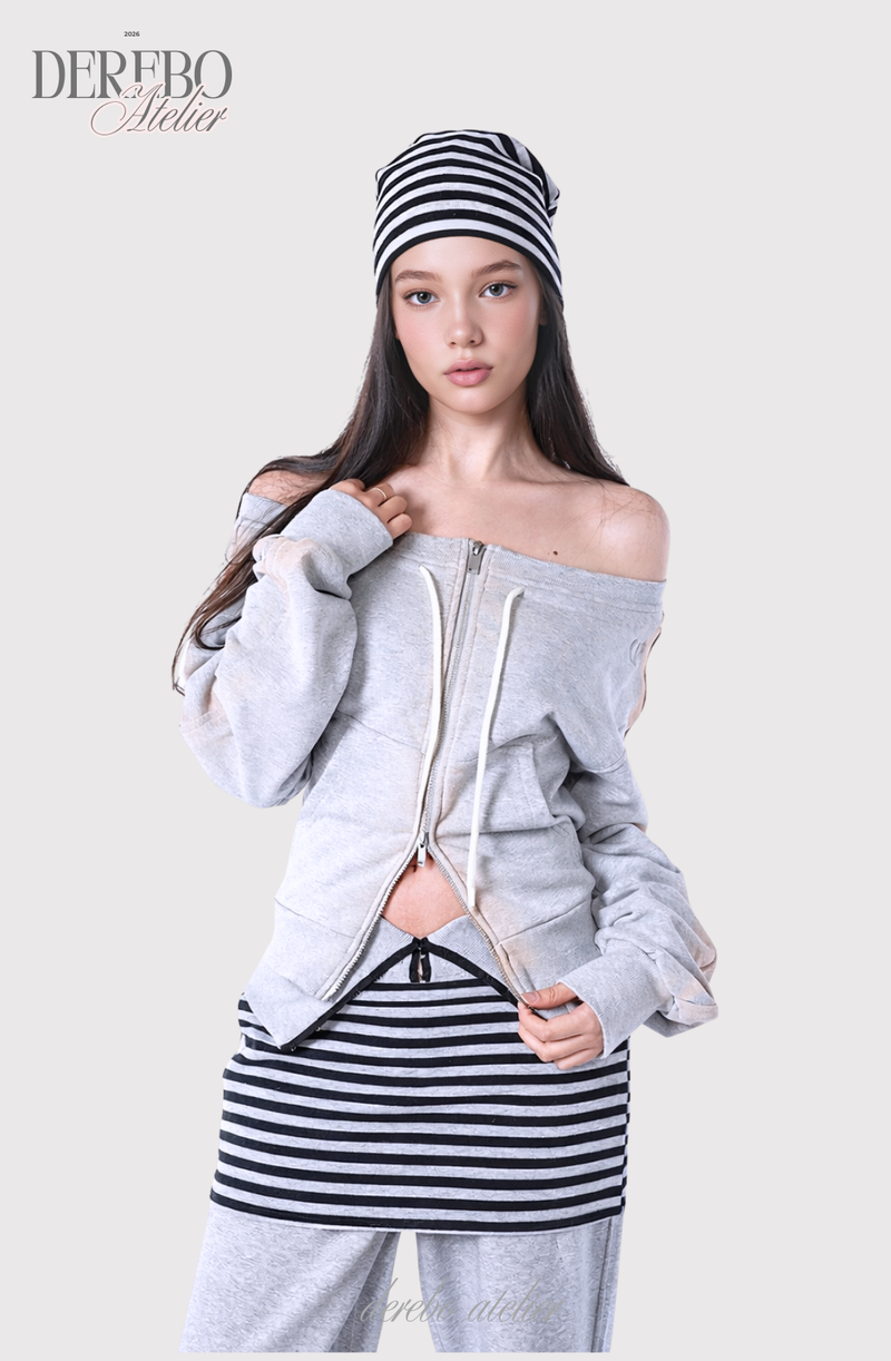 Gradient Off-Shoulder Zip-Up (PANTS)