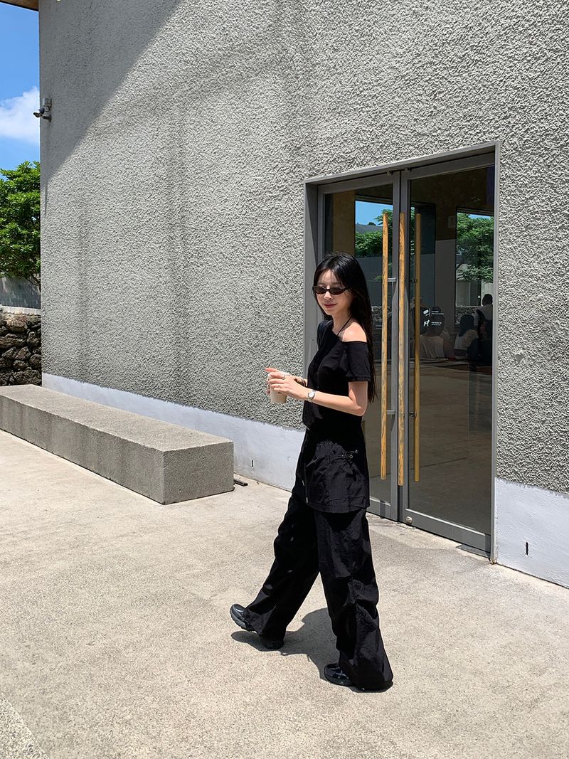 [MADE] Kaen Nylon Layered Skirt Banding Pants