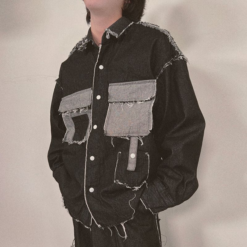 grunge denim shirt_black