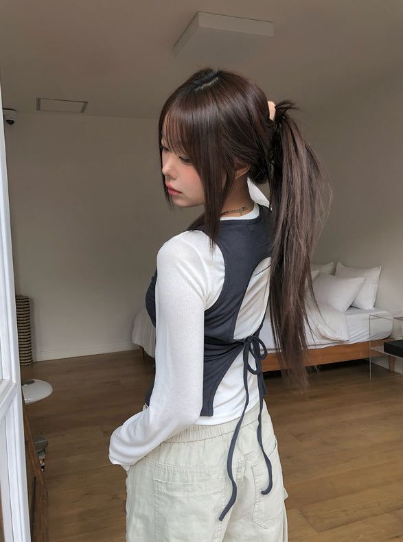 anyonemore（エニーワンモアー）の「オビンカラースリムタンクトップTシャツセット（トップス）」