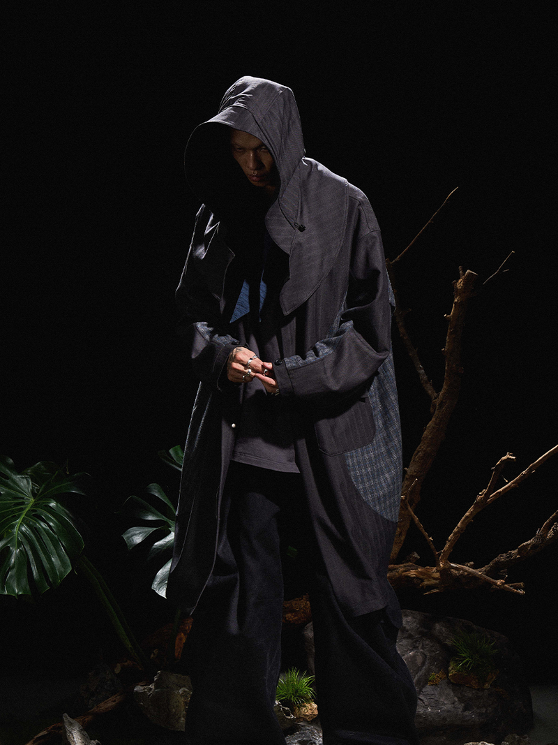 RELABEL（リレーベル）の「RELABEL 24AW Bug-Owned Form Tactical Hooded Collar Plaid Patchwork Suit Coat（Jackets/Outerwear）」