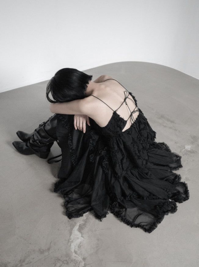 Black Swan Backless Fringe Bustier Top