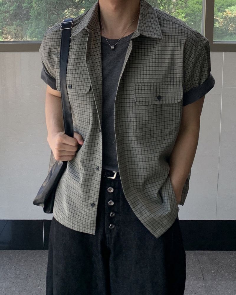 Eches Crop Check Short Sleeve Shirt