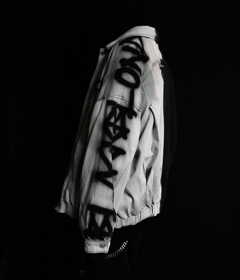 BBD Division Empty Logo Zip Up Denim Jacket (Black)
