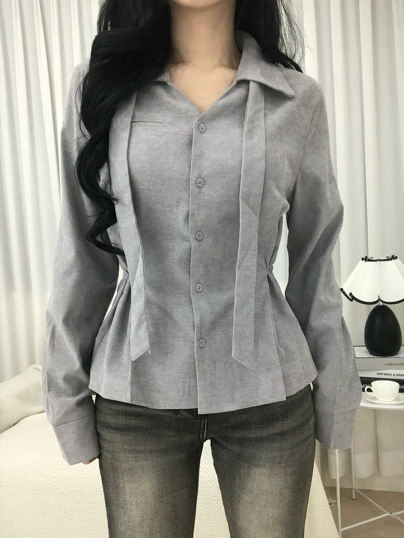 Dual Tie Pintuck Line Shirt
