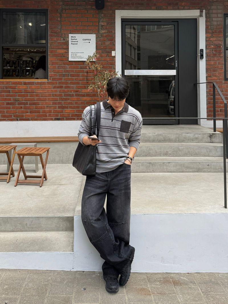 Mag pocket collar knitwear