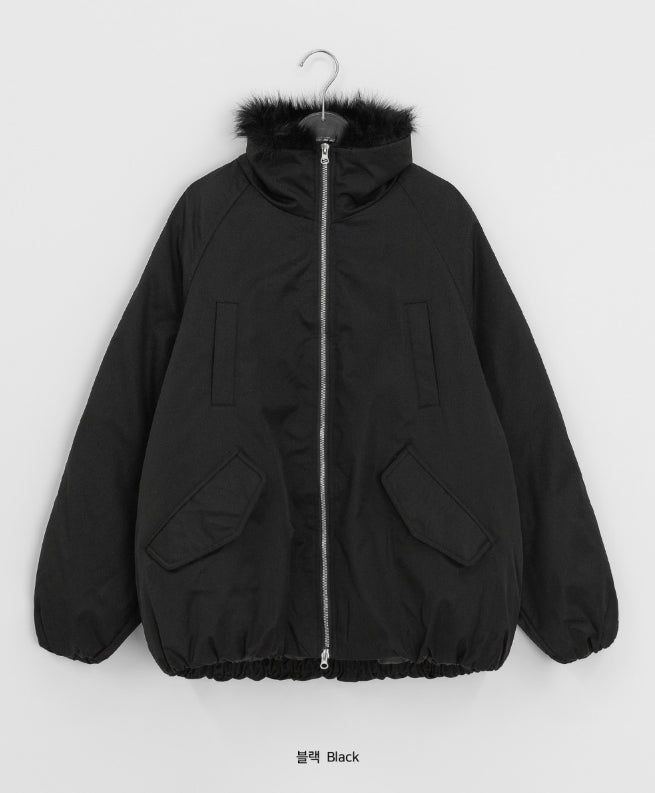 Viewpass High Neck Fur Bomber Jacket