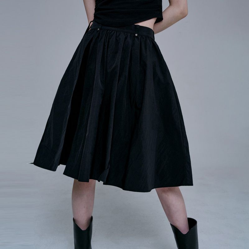 SLIT MIDI SKIRT(BLACK)