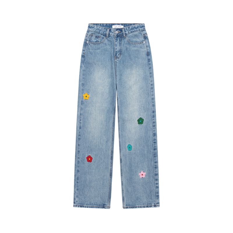 ur.fit（オールフィット）の「FLOWER EMBROIDERED LIGHT BLUE DENIM PANTS code 18103（Pants）」