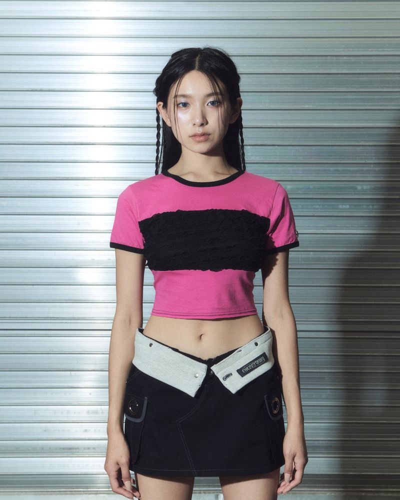 lace linger tee - pink