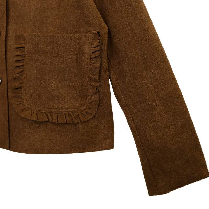 FRILL POCKET SUEDE JACKET (2 COLORS)