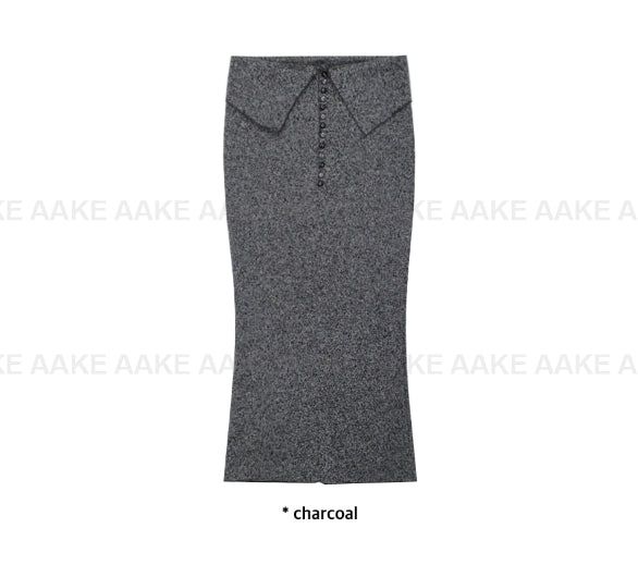 (Lining Brushed) BOCASHI BUTTON KNIT SKIRT