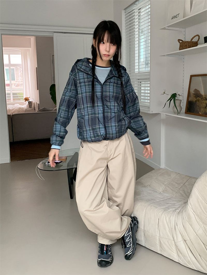 CHECK HOOD WIND JUMPER (3C)