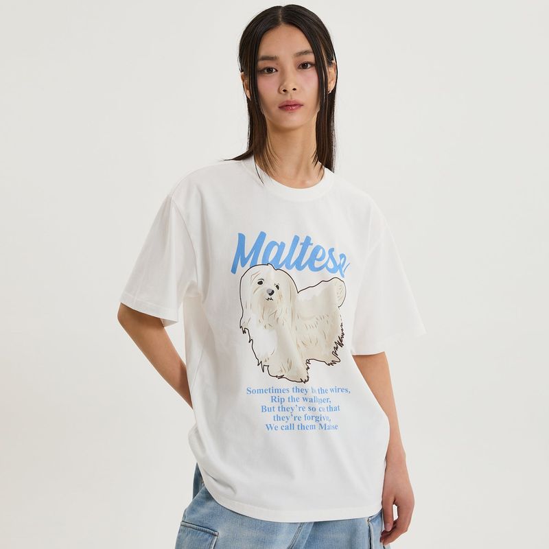 WaiKei(ワイケイ)の「Maltese illustration half Sleeve T-shirt(Tops)」