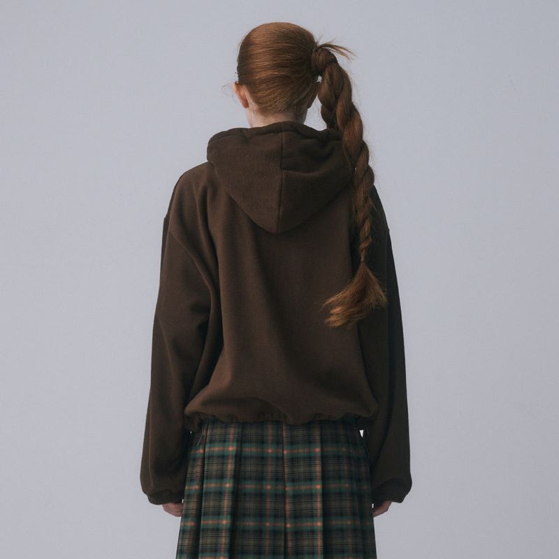 FRILL HEART HOODIE, BROWN