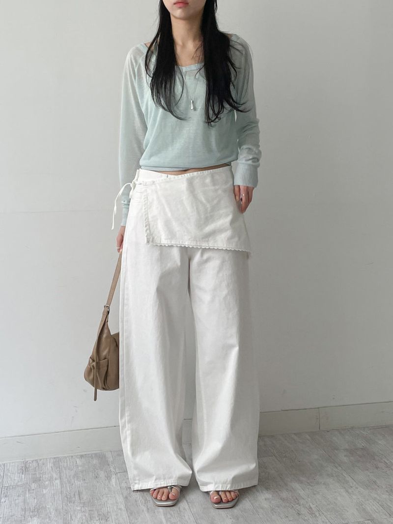 Lace Wrap Balloon Fit Wide Pants