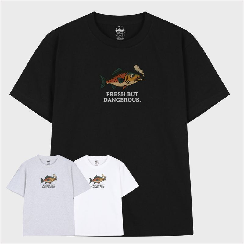 driftout(ドリフトアウト)の「Smoke & Bite Angry Fish T-Shirt (3color)(Tops)」
