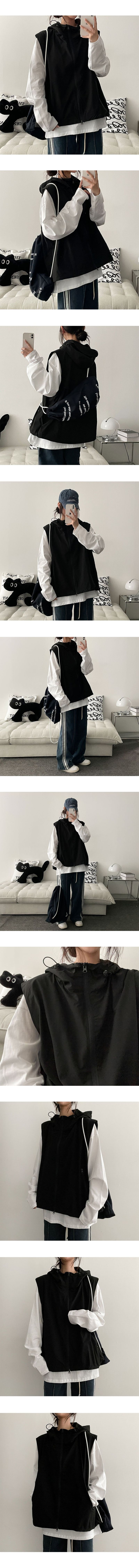 Tech incision two-way string zip-up hood vest