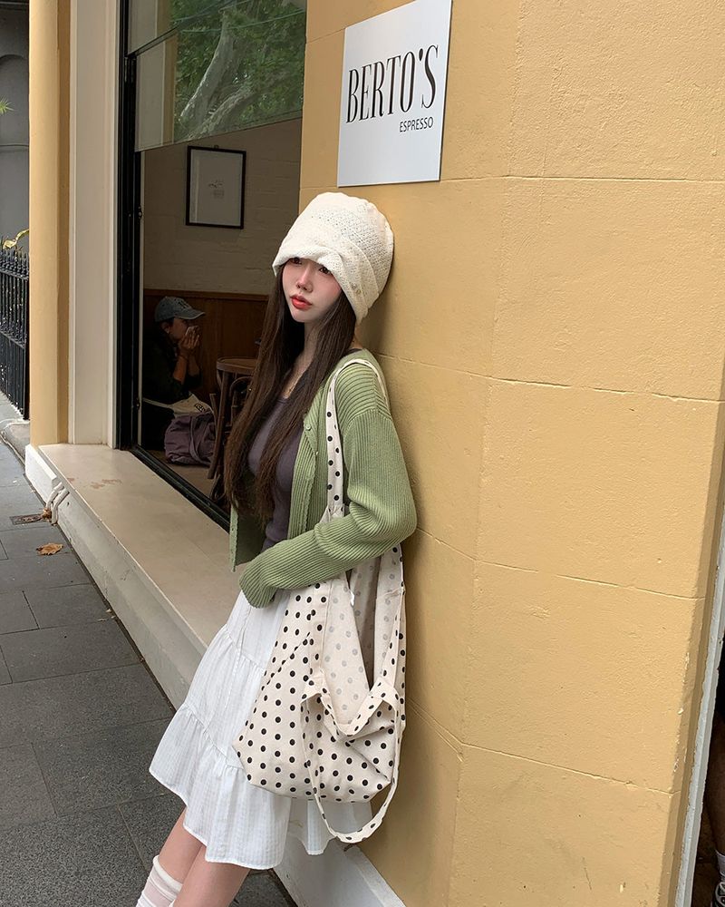 [ORIGINAL] Pudding Frill Angora Knit Cardigan