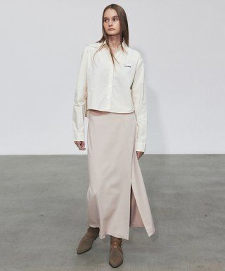 SIDE SLIT LONG SKIRT_BEIGE
