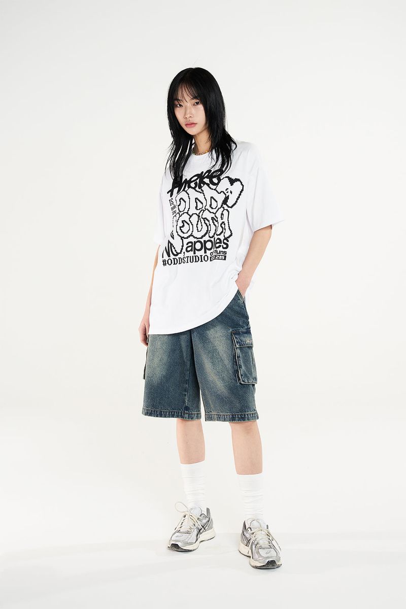 サンド ウォッシング カーゴ デニム ハーフパンツ / Sand Washing Cargo Denim Half Pants