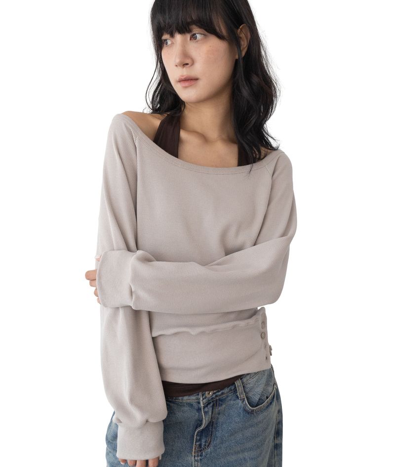 (Set) Wapi Layered Waffle Sweatshirt