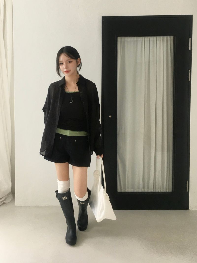 Airy Shell See-Through Shirt (7c)