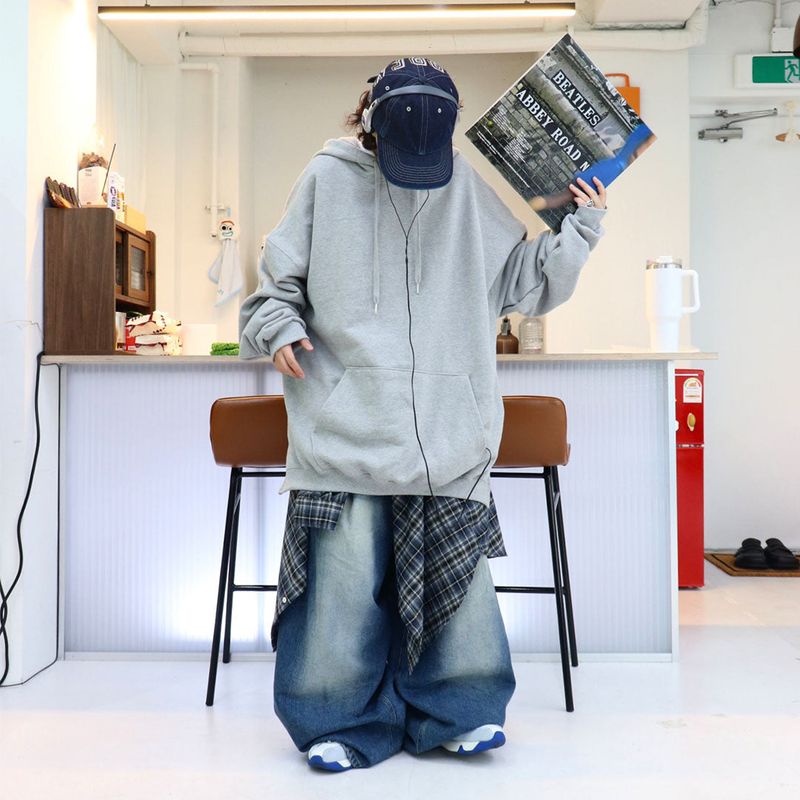 Real over-fit side incision hoodie 