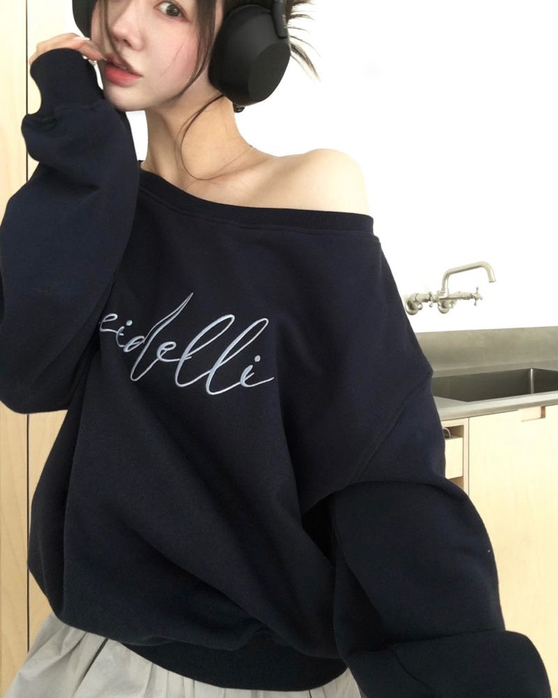 BEIDELLI（ベイデリー）の「[MADE/4color] Curry, オフショルダーレタリングスウェット（トップス）」