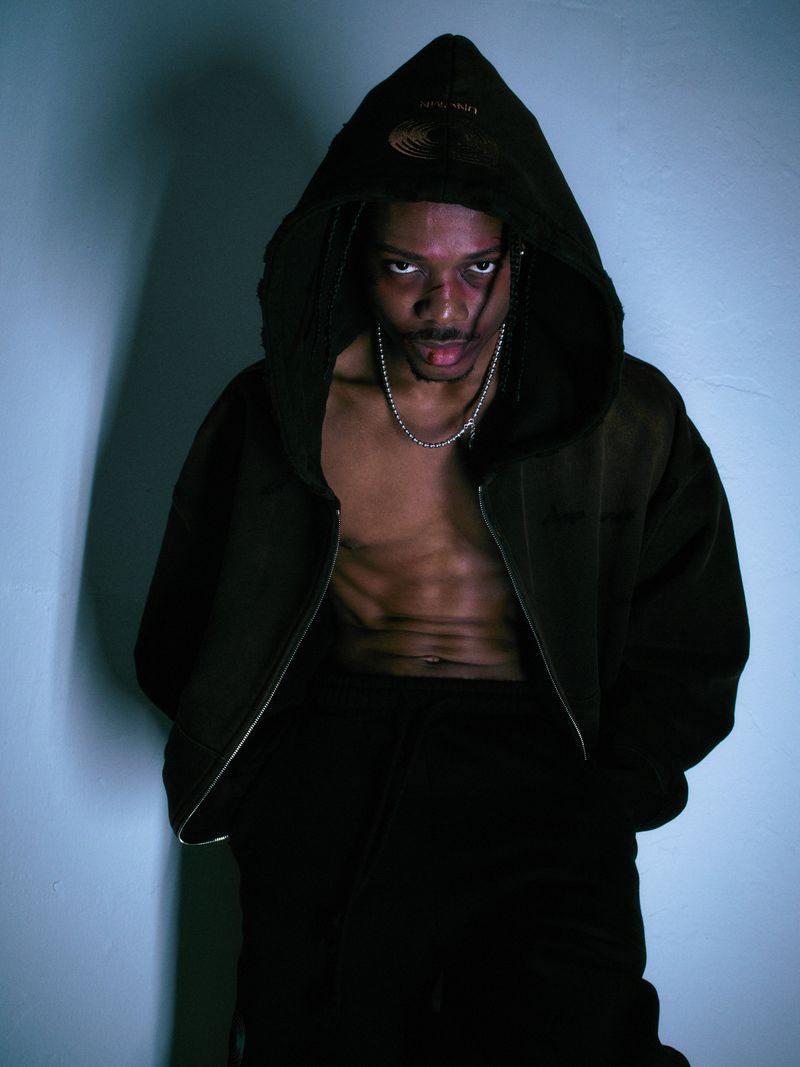 WASHED-OUT & DESTROYED ZIP-UP HOODIE