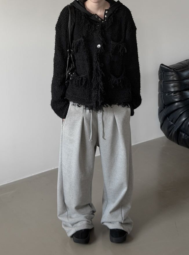 Flat Tweed Knit Cardigan
