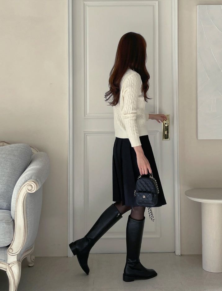 Zeno Ribbon Embroidery Cable Knit