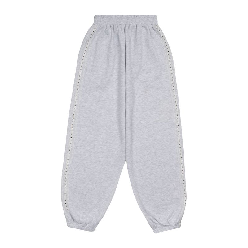 LACE STUD JOGGER PANTS - WHITE MELANGE
