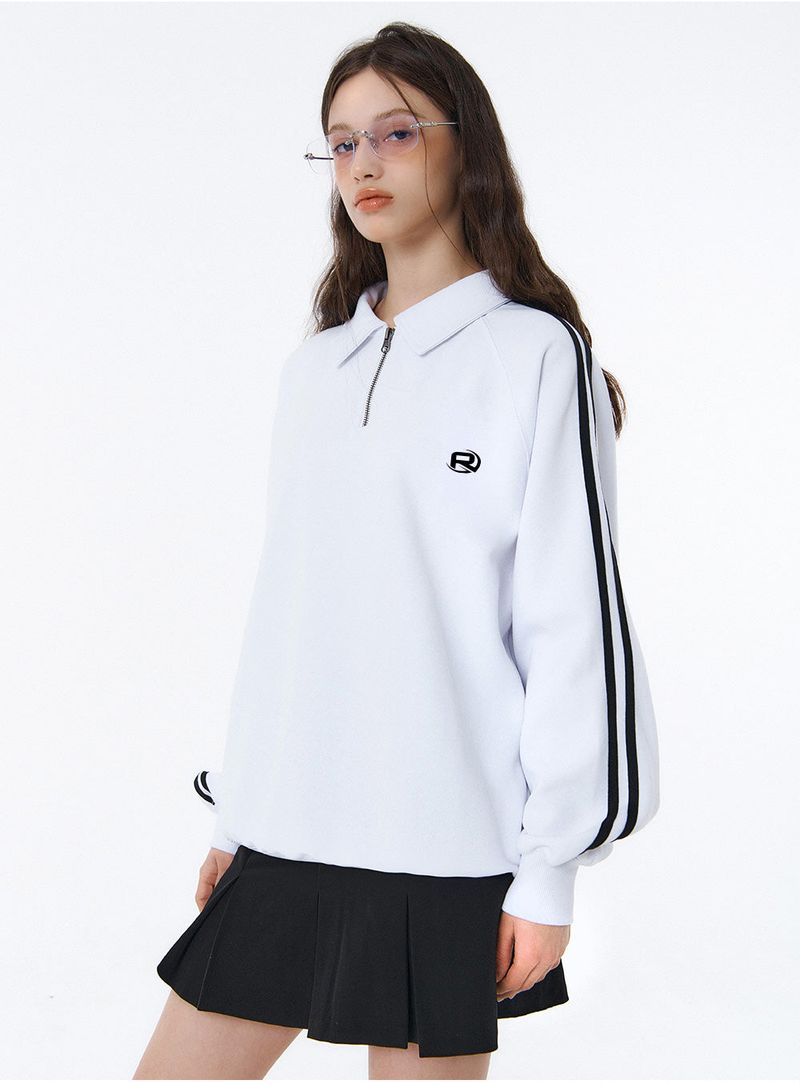 ROF ESSENTIAL SPORTY TRACK HALF ZIP OVER FIT SWEATSHIRT (2color)